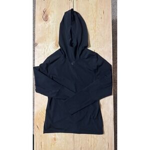 Yogalicious Lux Womens Black Mesh V-Neck Performance Hoodie Size Medium RN144527